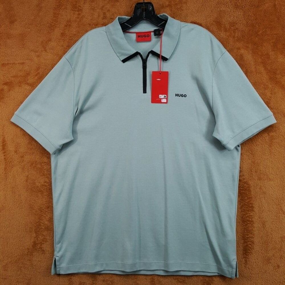 HUGO BOSS Polo Shirt Mens XL Green Cotton Blend Short Sleeve Knit DALOMINO